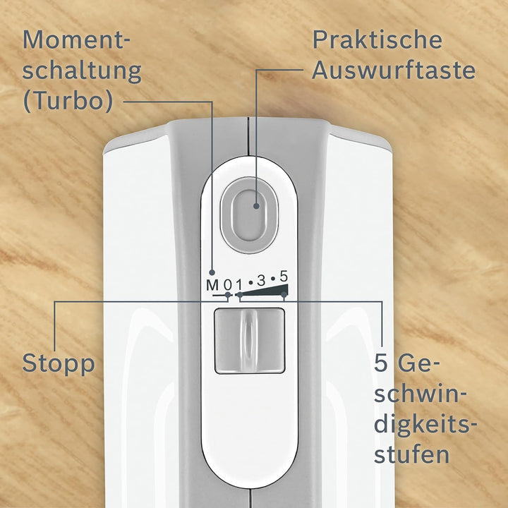 Bosch Handrührer Styline MFQ4075DE, 2 Rührbesen, 2 Edelstahl-Knethaken, spülmaschinengeeignet, Pürie