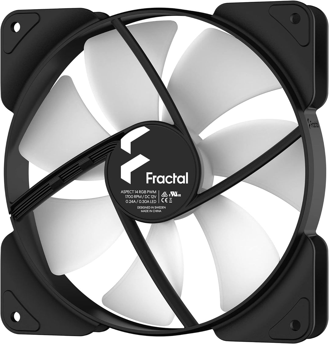 Fractal Design Aspect 14 RGB 140 mm PWM Wide 500-1700 RPM Range Black Frame 3-pack Computer Fan RGB