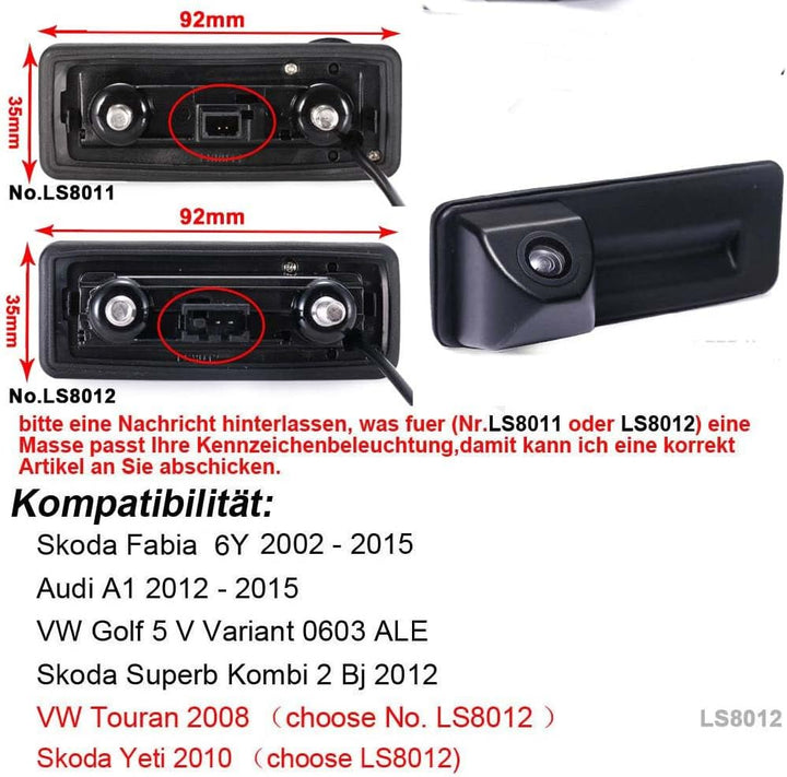 Wasserdicht Nachtsicht Kofferraum Griff Rückfahrkamera Rückfahrkamera Replacement for Golf Touaran S