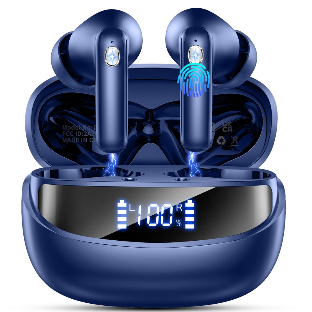 Nerunsa Bluetooth 2026 Kabellose Kopfhörer, wasserdicht mit LED-Anzeige, In Ear Ohrhörer mit 50 Std