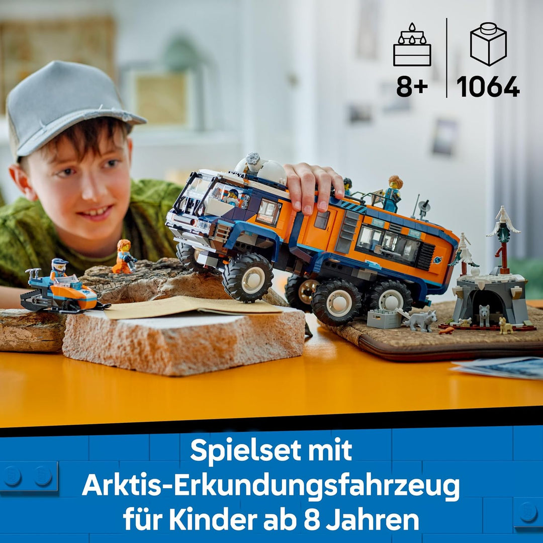 LEGO City Arktis-Truck mit Labor – BAU- und Spielset – Erkundungsfahrzeug mit Lenkung und Federung –