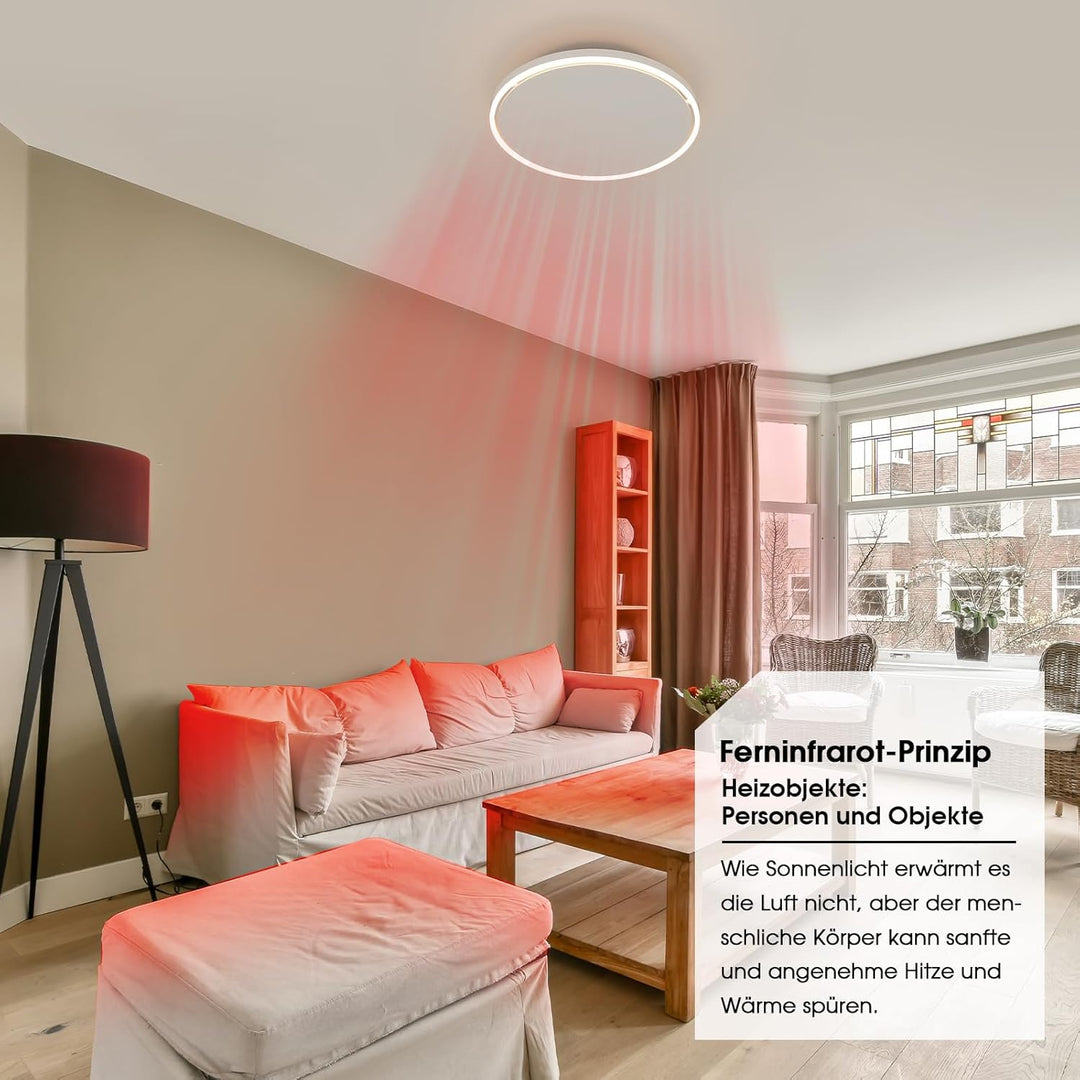 Infrarotheizung Deckenmontage 790 Watt, Infrarot Deckenheizung mit LED Beleuchtung Licht, Heizstrahl