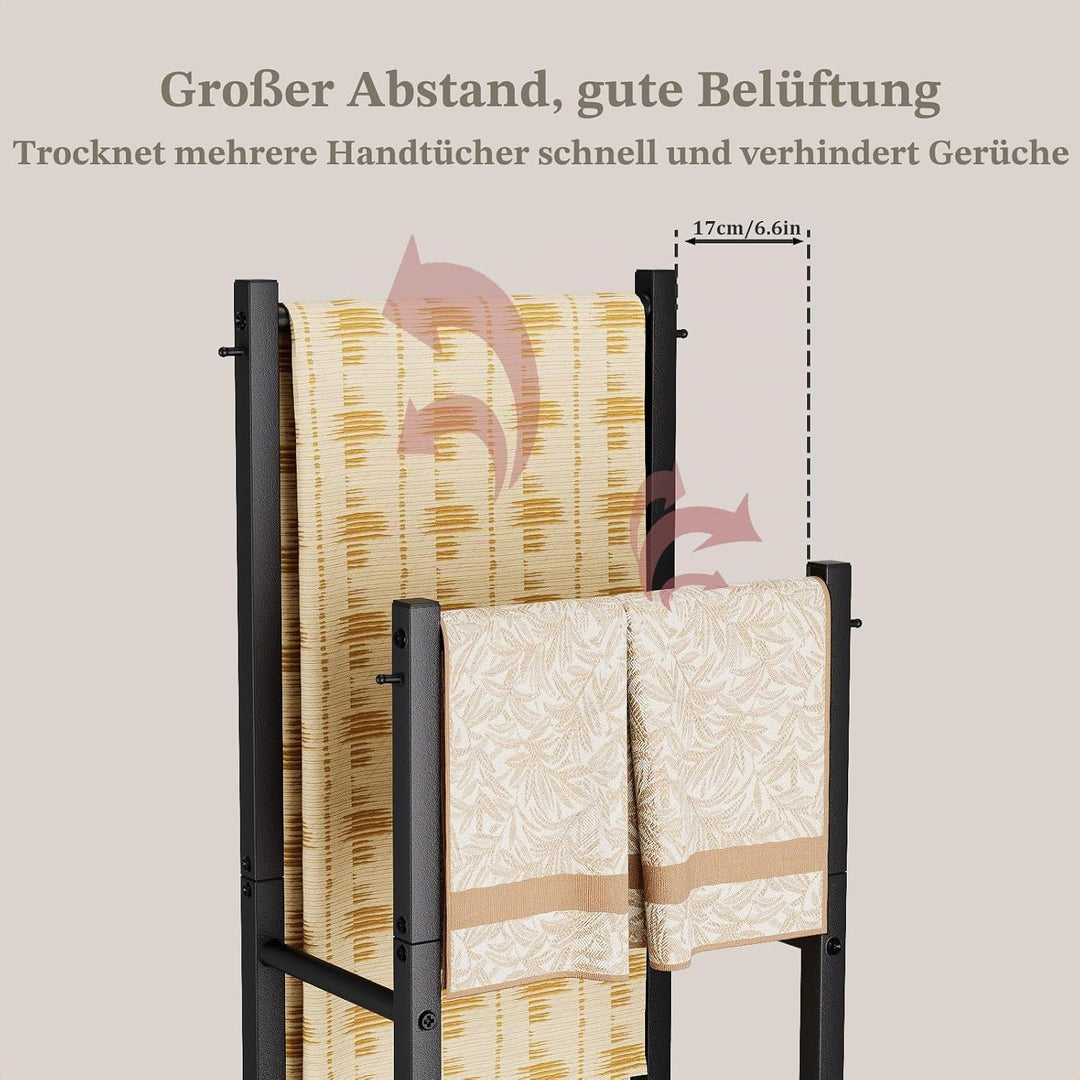 Yawinhe Handtuchständer Freistehend mit 2 Handtuchstangen, Handtuchhalter Stehend, Handtuchleiter fü