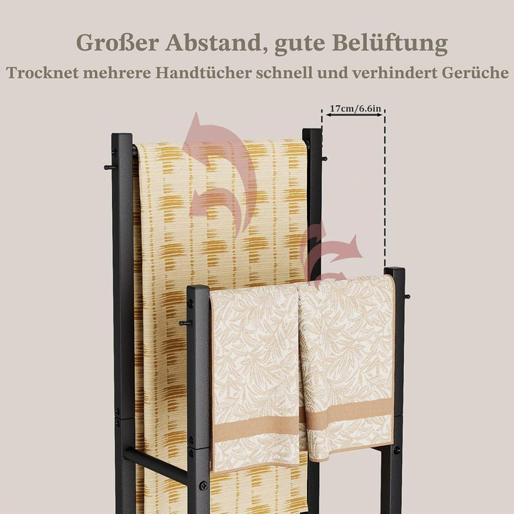 Yawinhe Handtuchständer Freistehend mit 2 Handtuchstangen, Handtuchhalter Stehend, Handtuchleiter fü