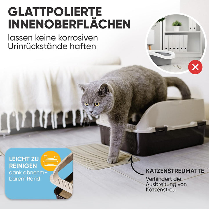 CROPLAS Katzenklo offen gross ohne Deckel,Katzenklo hoher Rand mit Streumatte &amp; Schaufel, grosse Kat