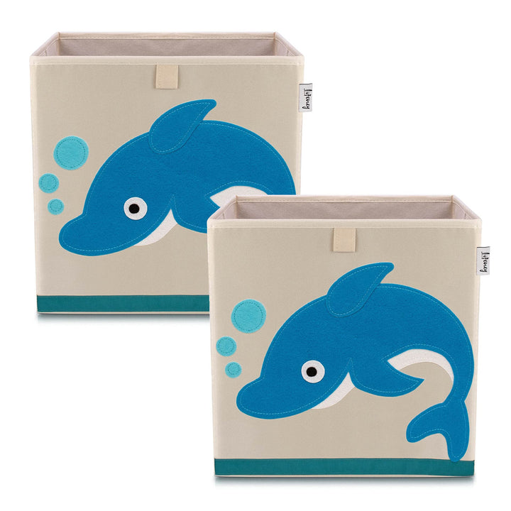 Aufbewahrungsbox im 2er Set Delfin I Doppelpack Spielzeugbox mit Tiermotiv passend für Würfelregale