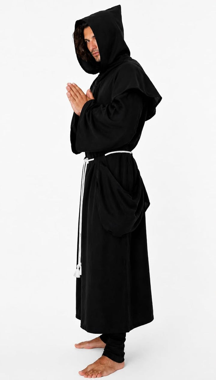 MAYLYNN 18109 - Kostüm Mittelalter Mönch Herren Abt schwarz 3tlg, Grösse:XL XL Schwarz, XL Schwarz