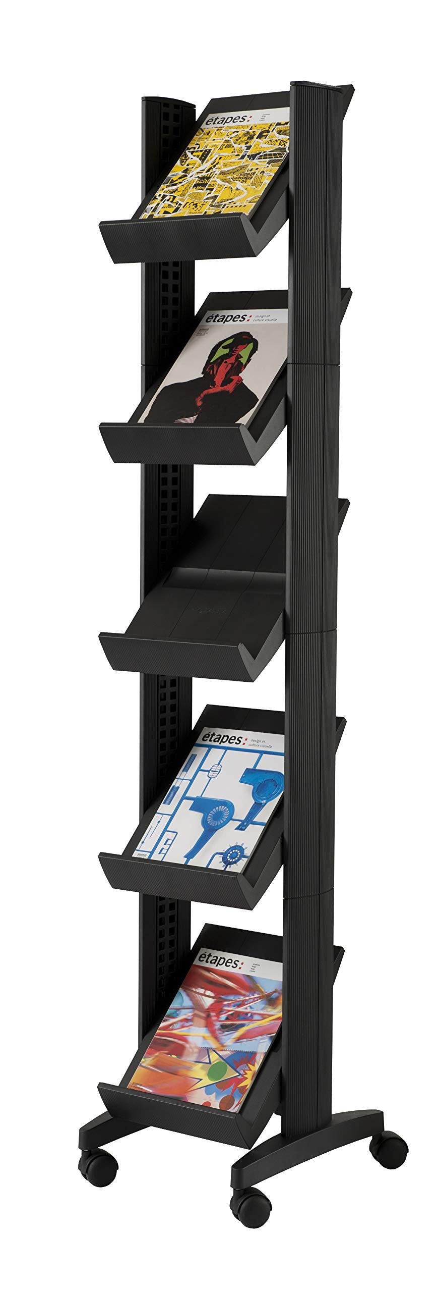 PAPERFLOW 259N.01 Mobiler Prospektständer CORNER, schwarz Silber, Silber