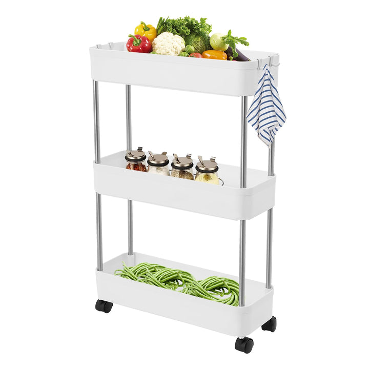 Küchenwagen, Servierwagen mit Rollen Küchenwagen mit Rollen Pp Edelstahl Dreifach 40 X 14.8 X 61.5cm