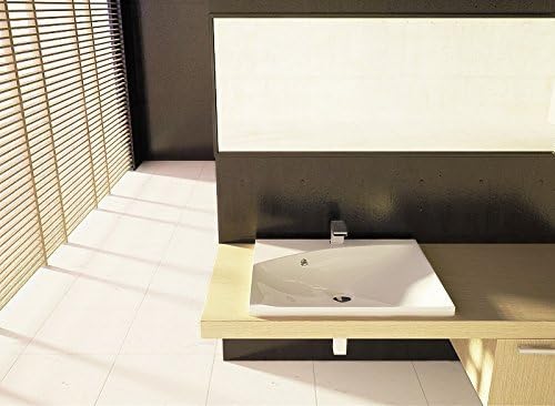 Einbauwaschbecken 60x50x11,3cm eckig, 60cm Einbau-Waschtisch, hochwertiges Mineralguss Made IN EU
