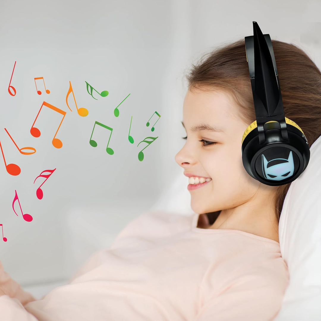 Lexibook, Batman, Faltbarer leuchtender Bluetooth®- und Kabelkopfhörer mit 3D-Design aus dem Batman-