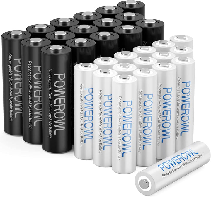 POWEROWL Akkus -16X AA Akku 2800mAh + 16X AAA Akku 1000mAh 32 Stück 1,2v NI-MH Wiederaufladbare AA A