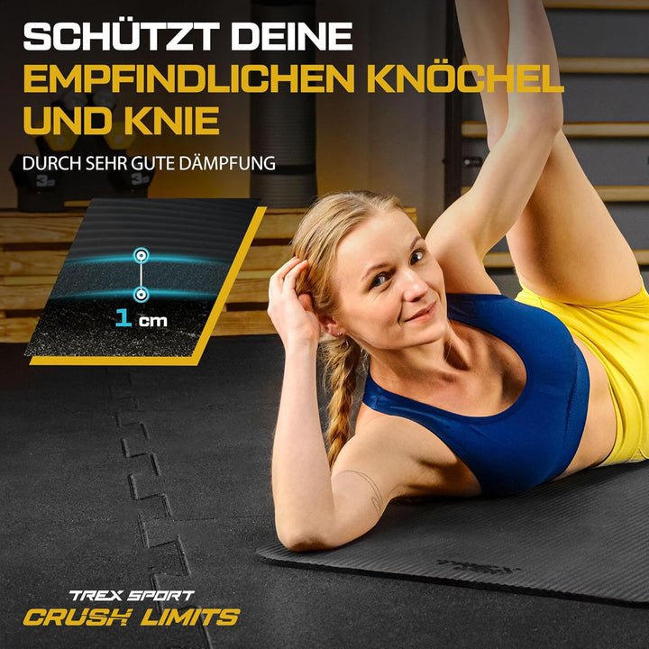 TREX SPORT Gymnastikmatte extra dick und weich | Fitnessmatte 180x60x1cm mit Tragegurt | Yogamatte r