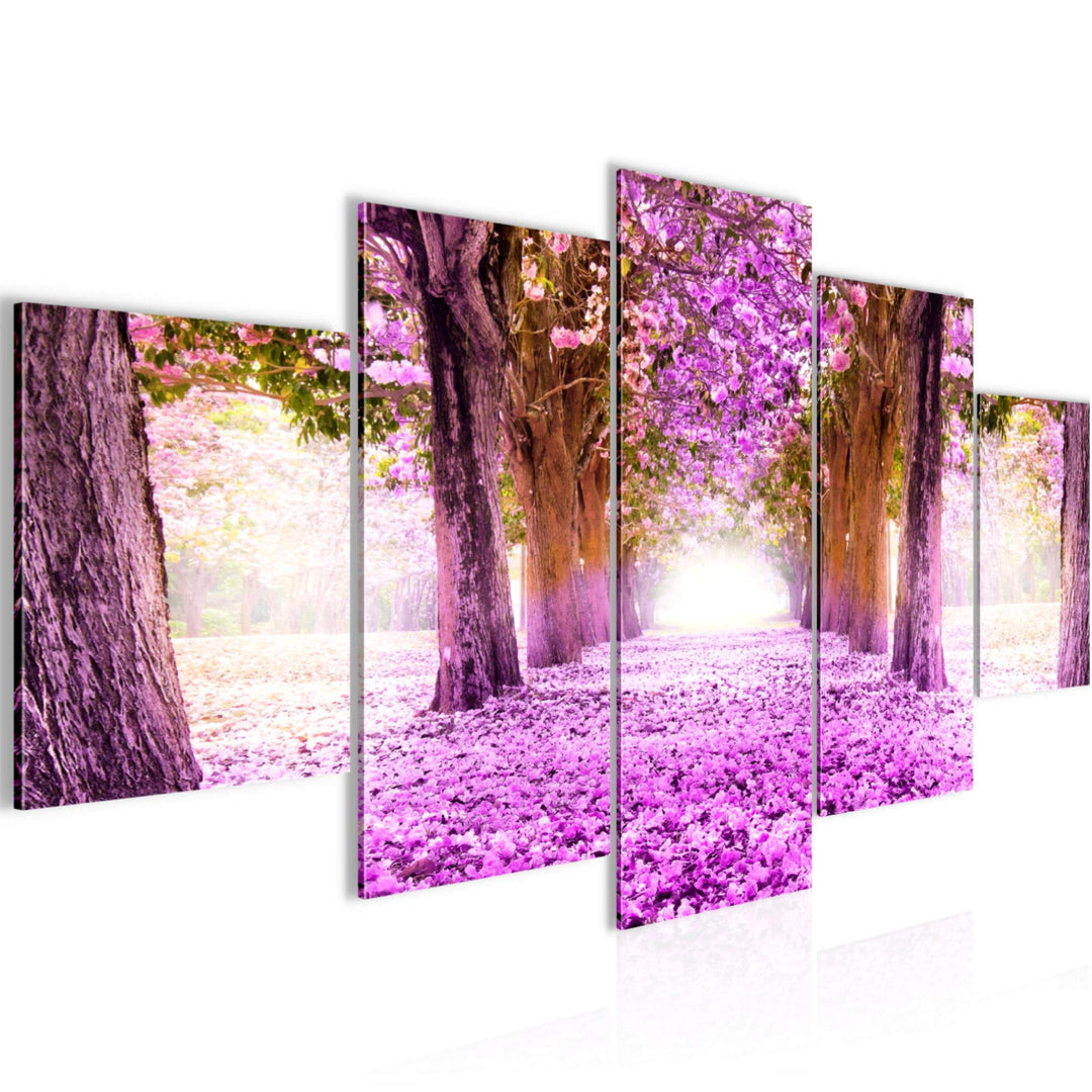 Runa Art Wandbilder Wald Landschaft 5 Teilig Bild auf Vlies Leinwand Deko Schlafzimmer Wohnzimmer Na