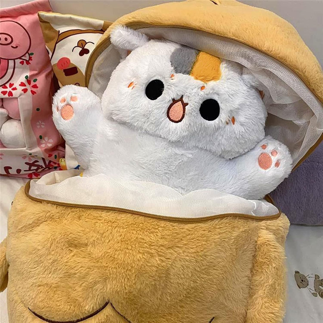 shownicer Plüschtier Katze Kuscheltier Kätzchen Fisch 2 in 1 Stofftier Kawaii Katze Plüsch Kissen Sp