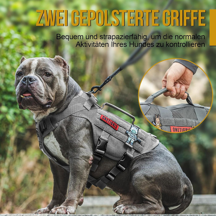 OneTigris Hundegeschirr Kleine Hunde, AIRE MESH Taktisches Anti Zug Geschirr mit 2 Griff Verstellbar