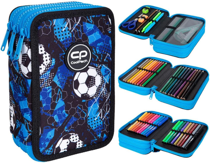 COOLPACK XXL Federtasche, federmäppchen Junge, Federmappe Federmäppchen gross 44-teilig mit Aufnäher