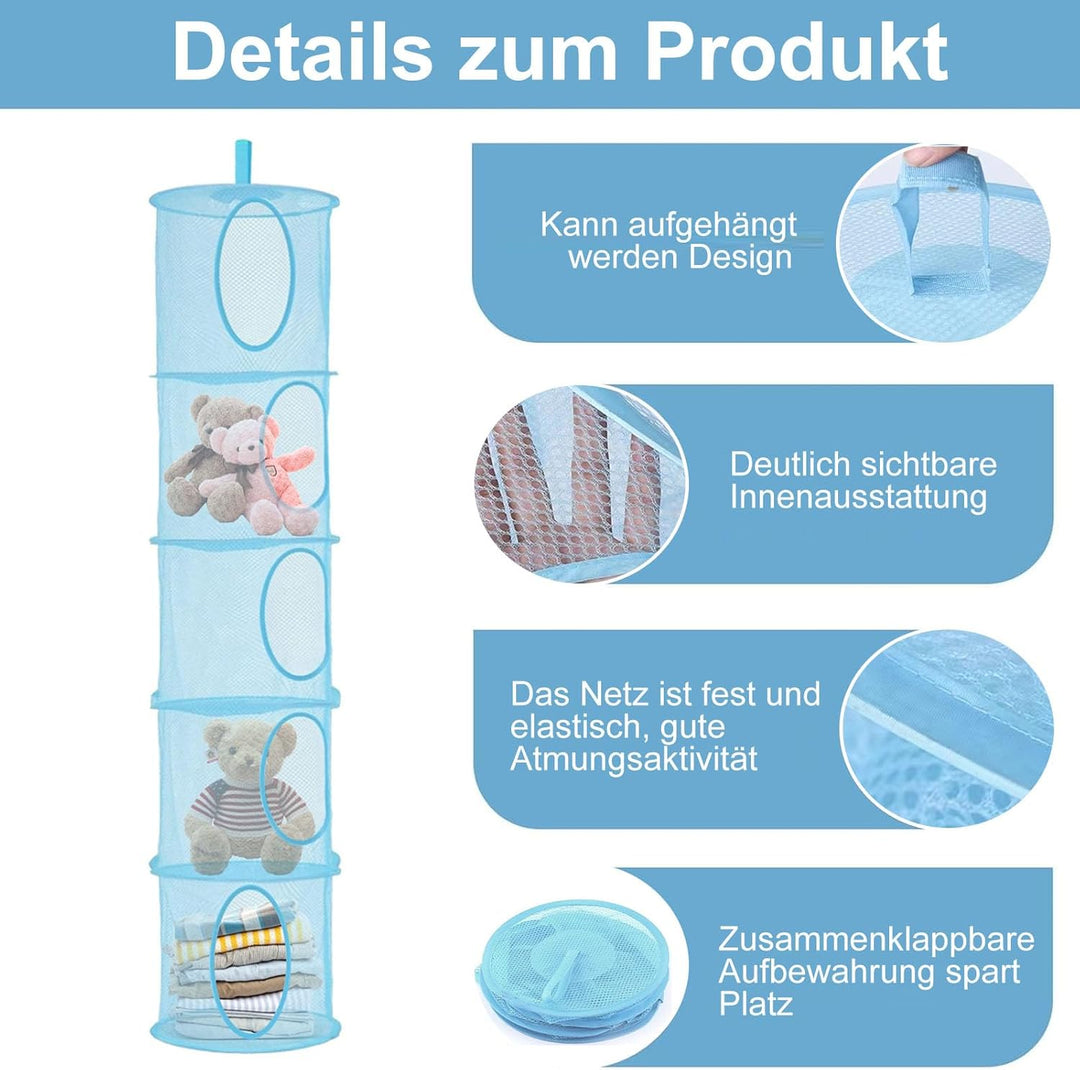 Hängeaufbewahrung, 2 Stück Faltbare Hängeaufbewahrung Organizer, 5 Fächer Hängeregal Mesh Hängende N