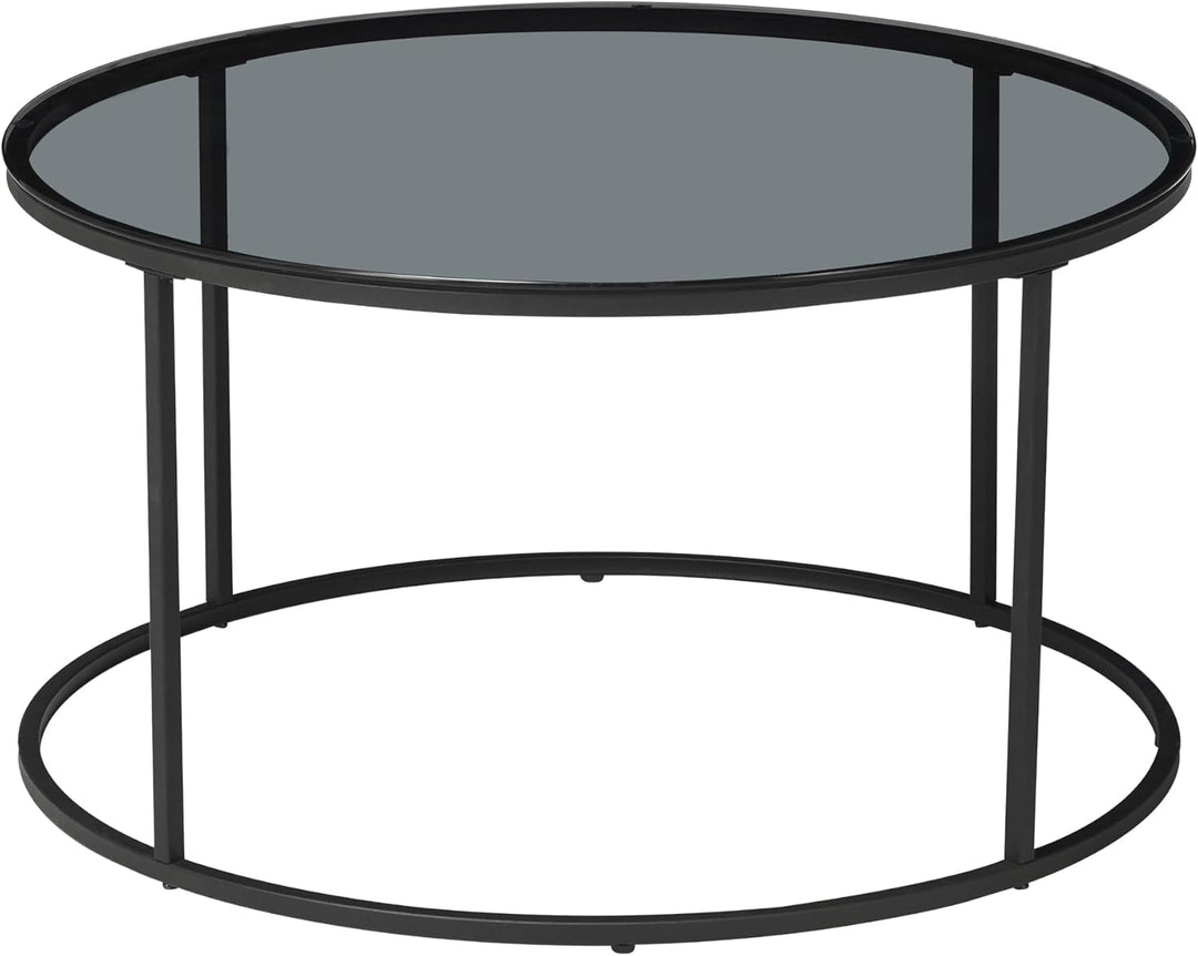[en.casa] Couchtisch Kolari 45 x 80 cm Beistelltisch Wohnzimmertisch Glastisch Sofatisch rund Rauchg