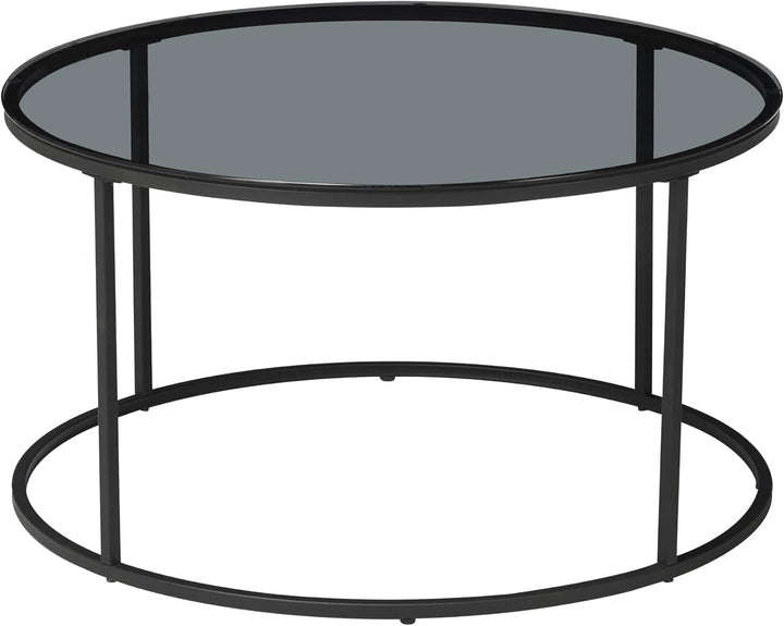[en.casa] Couchtisch Kolari 45 x 80 cm Beistelltisch Wohnzimmertisch Glastisch Sofatisch rund Rauchg