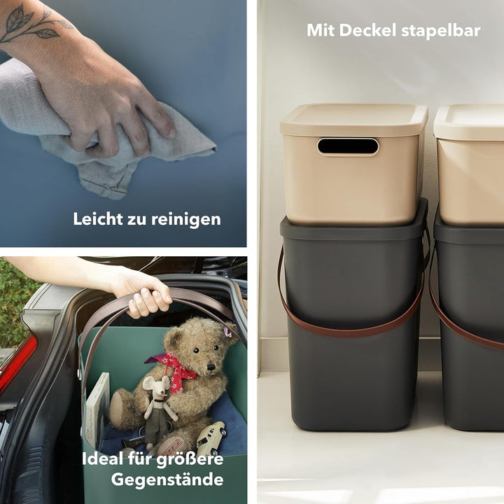 Rotho Albula Aufbewahrungsbox 25l mit Deckel, Kunststoff, Blau, Nicht zutreffend, Blau