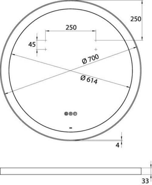Emco Round LED-Rahmenspiegel, Ø 700 mm, Weiss