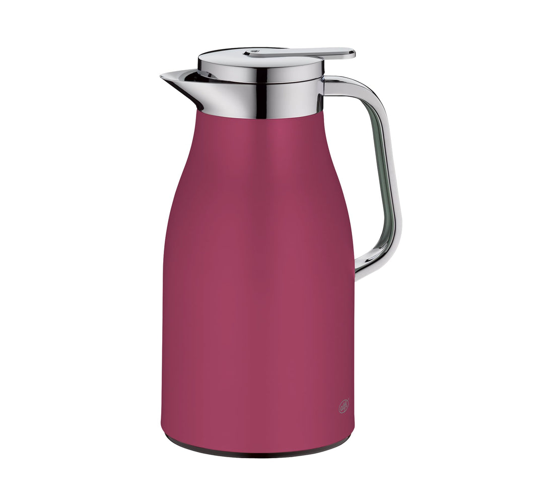 alfi SKYLINE 1,0l, deep rose, Edelstahl-Isolierkanne mit hygienischem Hartglaseinsatz, Drehverschlus