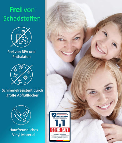 Blumbach® Duschmatte rutschfest 53x53cm - 100% BPA-frei - Inkl. 2 Haken zum Aufhängen - griffige Ant