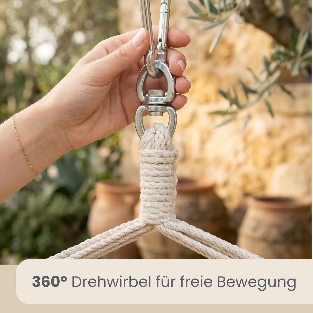 AMANKA XXL Hängesessel 185x130cm für Garten, Balkon & Terrasse - Schwebesessel Belastbar bis 150kg -