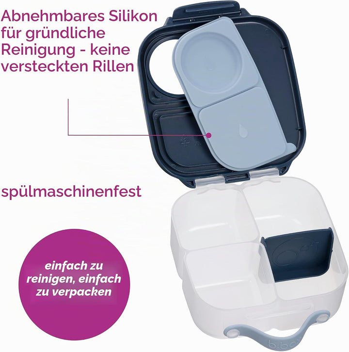 b.box Mini Brotdose | Bento-Box mit 3 Fächern (2 auslaufsicher) | Ideal für Kleinkinder, Kinderlunch