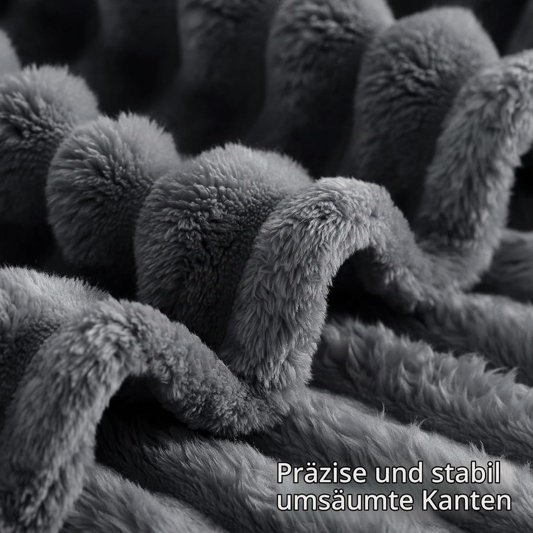 RUIKASI Kuscheldecke Flauschig Decke Grau - 130x150cm Fleecedecke Sofadecke Couchdecke für Wohnzimme