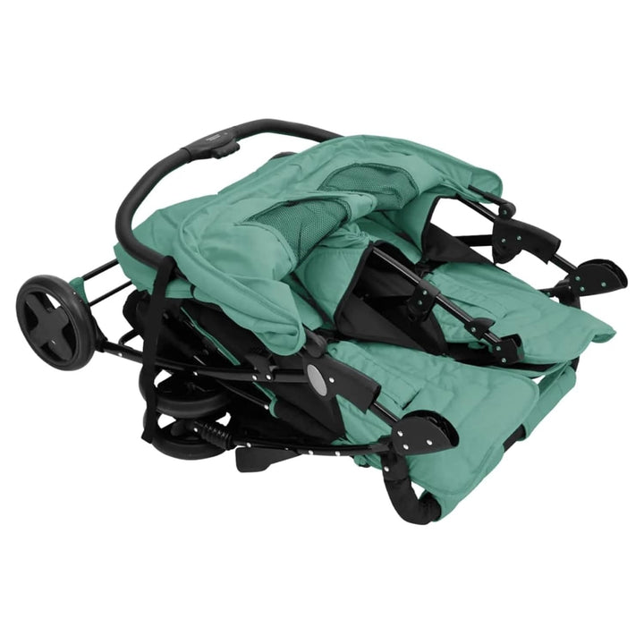 Tidyard Geschwisterwagen Zwillingswagen Doppelkinderwagen Zwillingsbuggy Kinderwagen Stahl Grün, Grü