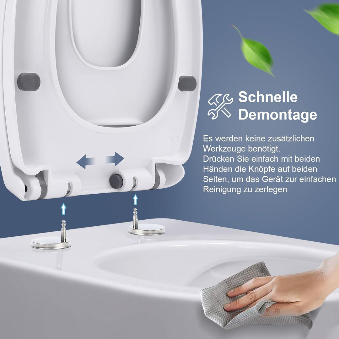 Toilettendeckel mit Absenkautomatik Familien-Toilettensitz – Weicher Anti-Splat Toilettensitz mit So