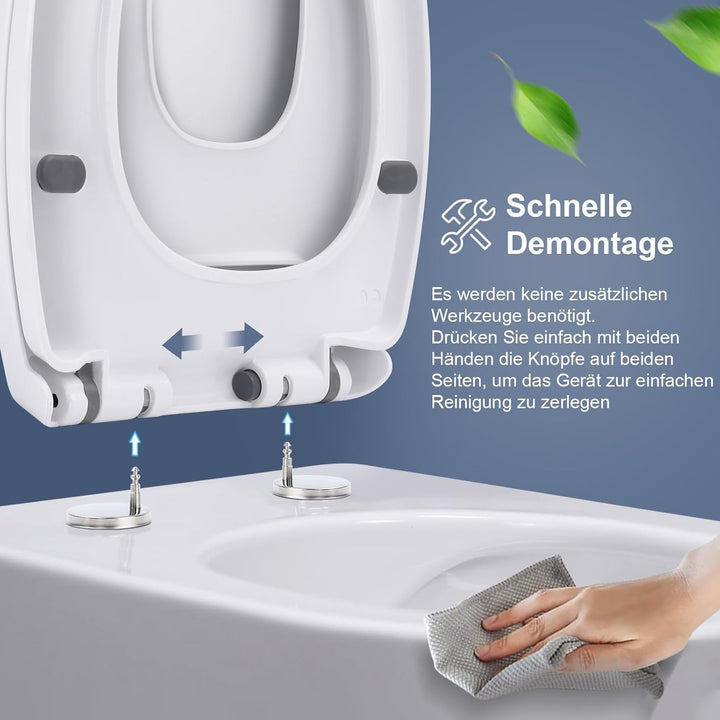 Toilettendeckel mit Absenkautomatik Familien-Toilettensitz – Weicher Anti-Splat Toilettensitz mit So