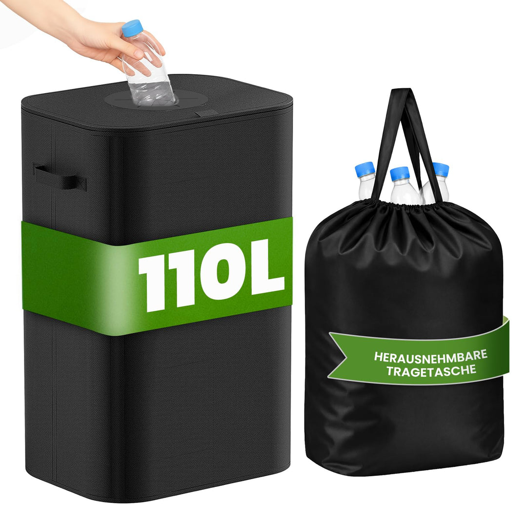 110L Pfandflaschen Sammelbehälter mit Deckel,Gross Pfandflaschen Behälter,Recycling Behälter Leergut