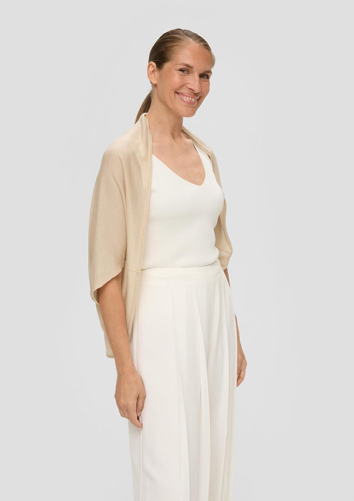 s.Oliver Weicher Strickponcho aus Lyocell Einheitsgrösse Beige, Einheitsgröße Beige