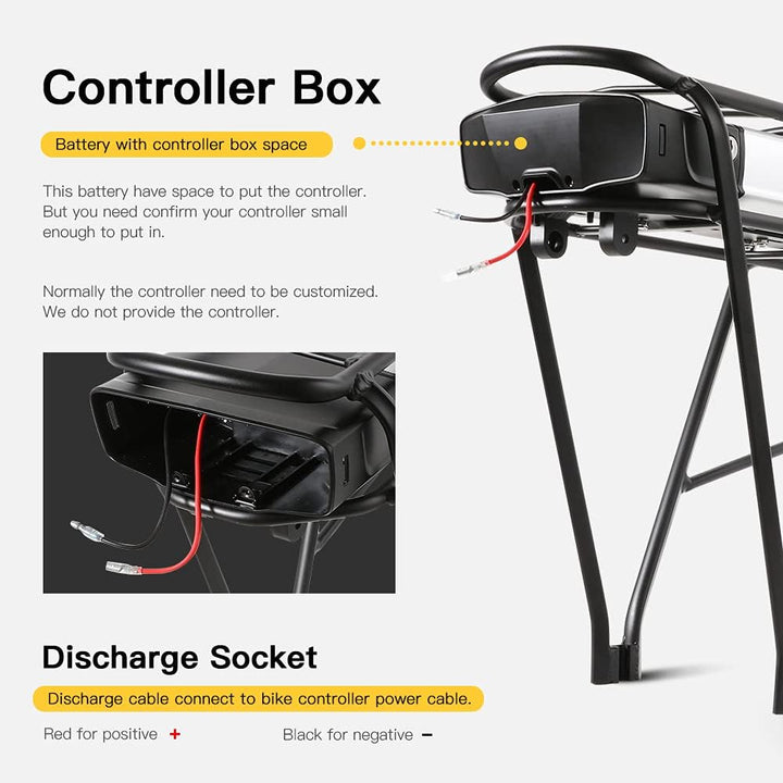SEASON Gepäckträger Ebike Akku - 36V 13Ah 14.5Ah 15.6Ah 17.4Ah / 48V - 10.4Ah Lithinum-Ionen Batteri
