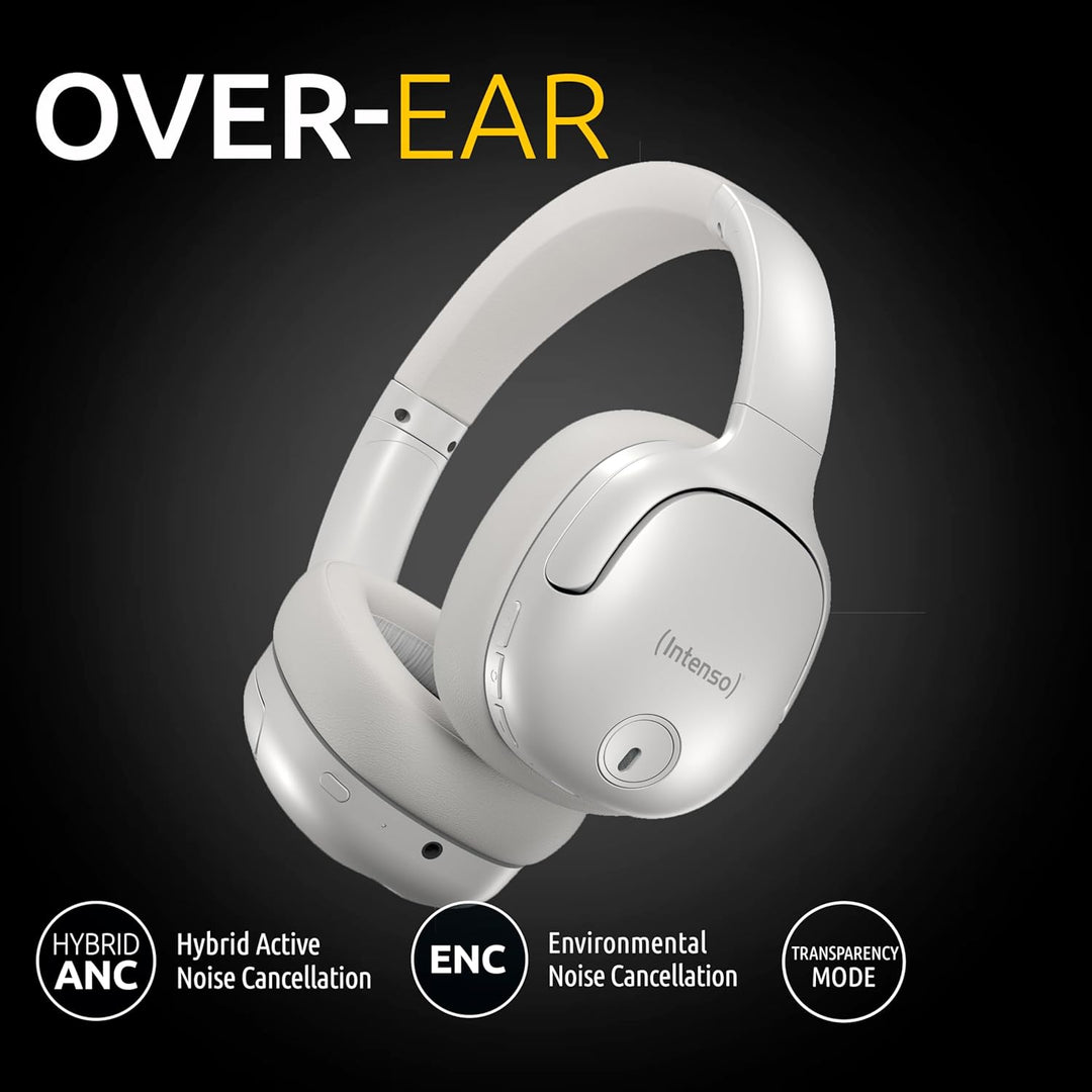 Intenso O400HA Over-Ear Kopfhörer - Hybrid Active Noise Cancelling, bis zu 75 Stunden Laufzeit und B