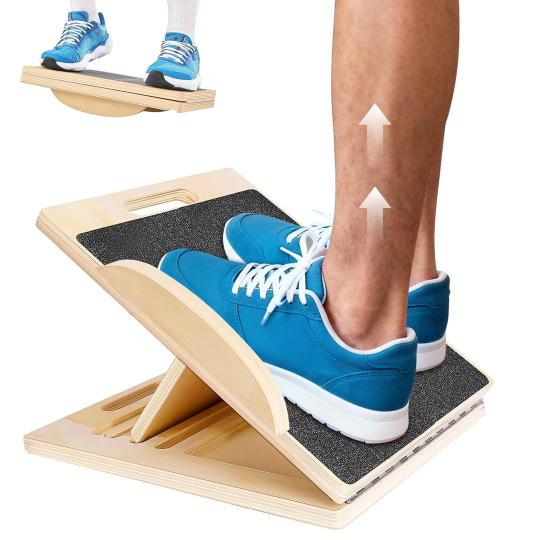 Balance Board und Schrägbrett aus Holz, Verstellbares‌ Wadendehner, Wackelbrett für Physiotherapie,