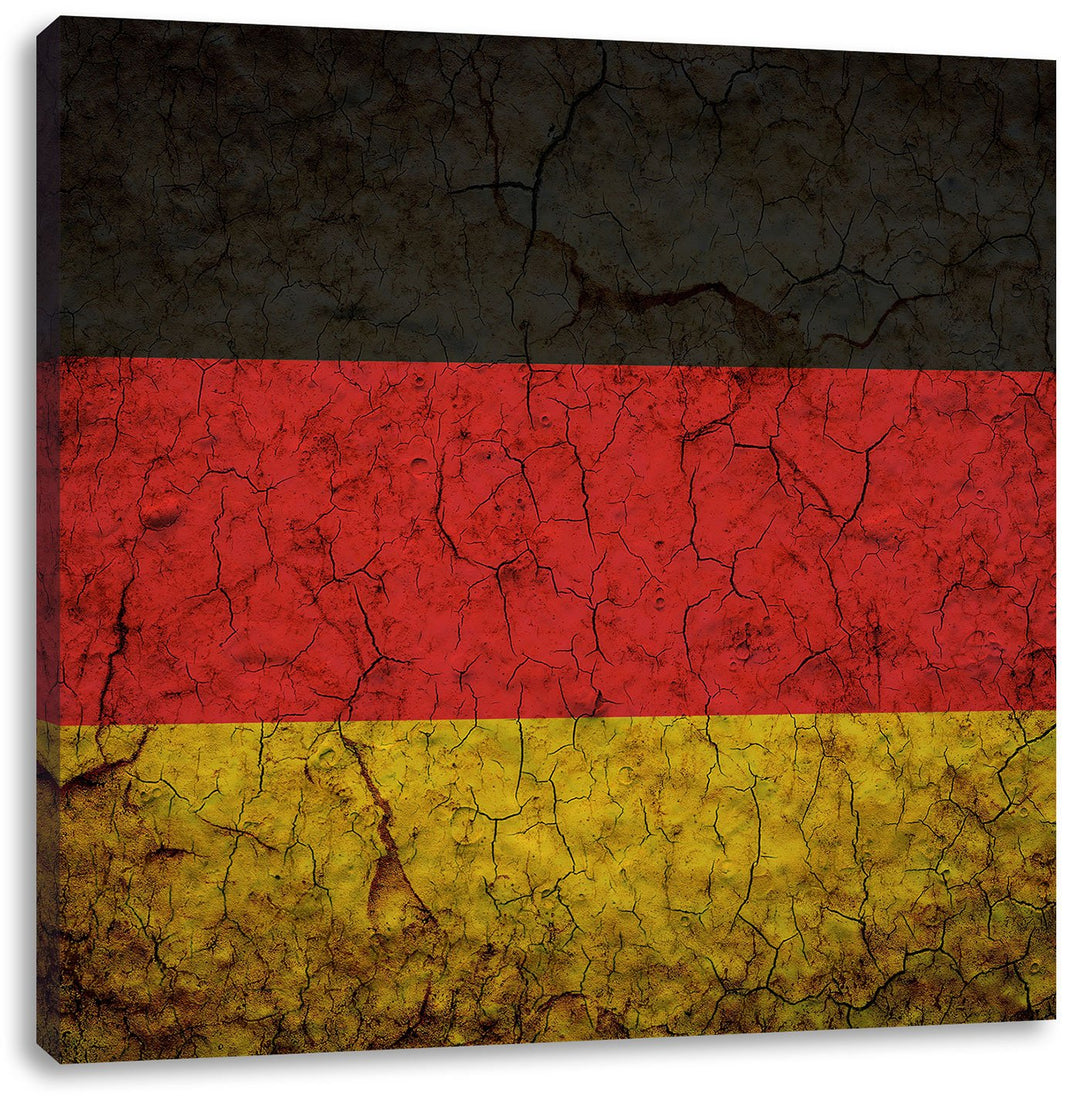 Deutschlandfahne, Format: 70x70 auf Leinwand, XXL riesige Bilder fertig gerahmt mit Keilrahmen, Kuns