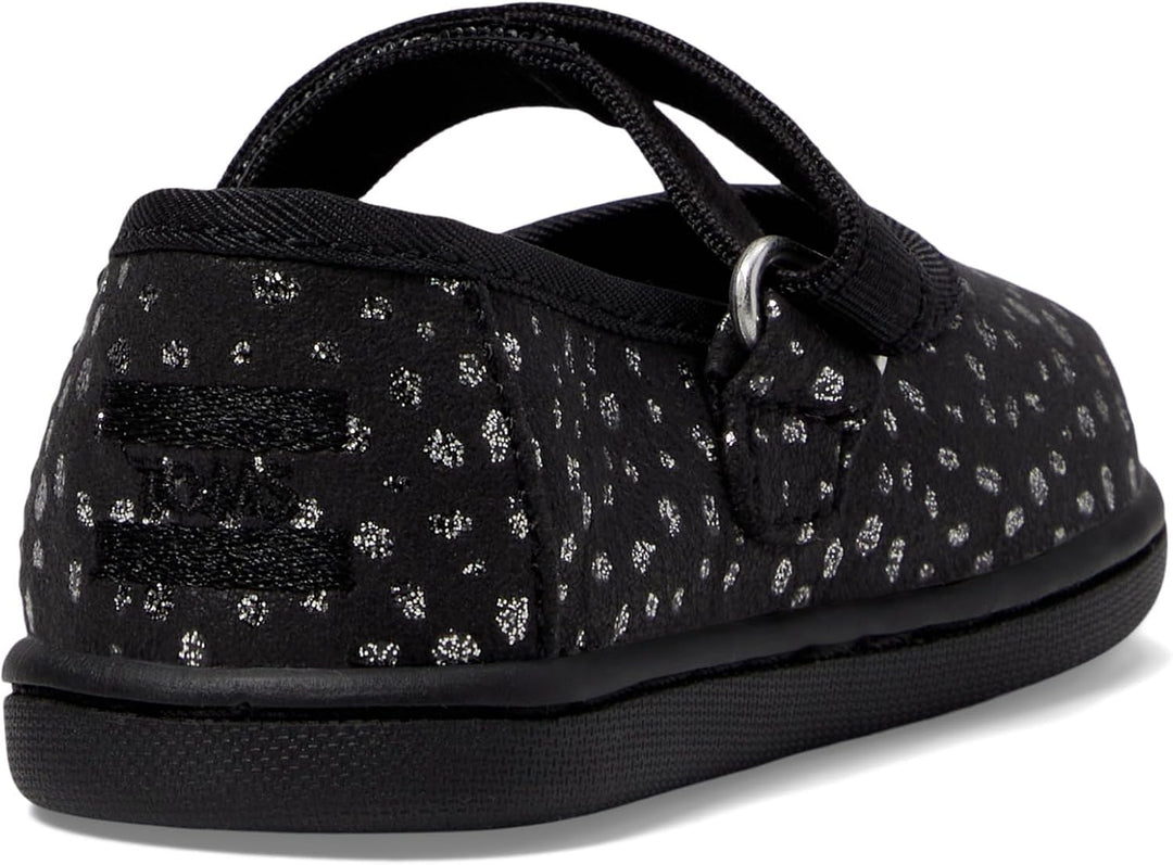TOMS Mädchen Tiny Mary Jane Sneaker 19.5 EU Black Foil Dot Microfiber, 19.5 EU Black Foil Dot Microf