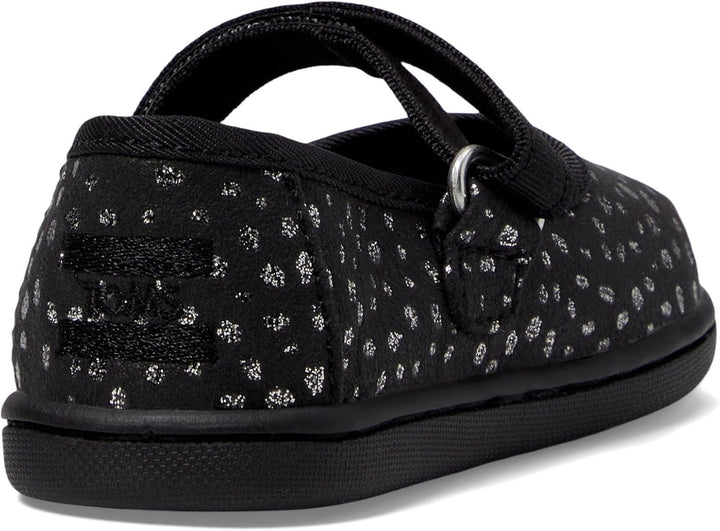 TOMS Mädchen Tiny Mary Jane Sneaker 19.5 EU Black Foil Dot Microfiber, 19.5 EU Black Foil Dot Microf
