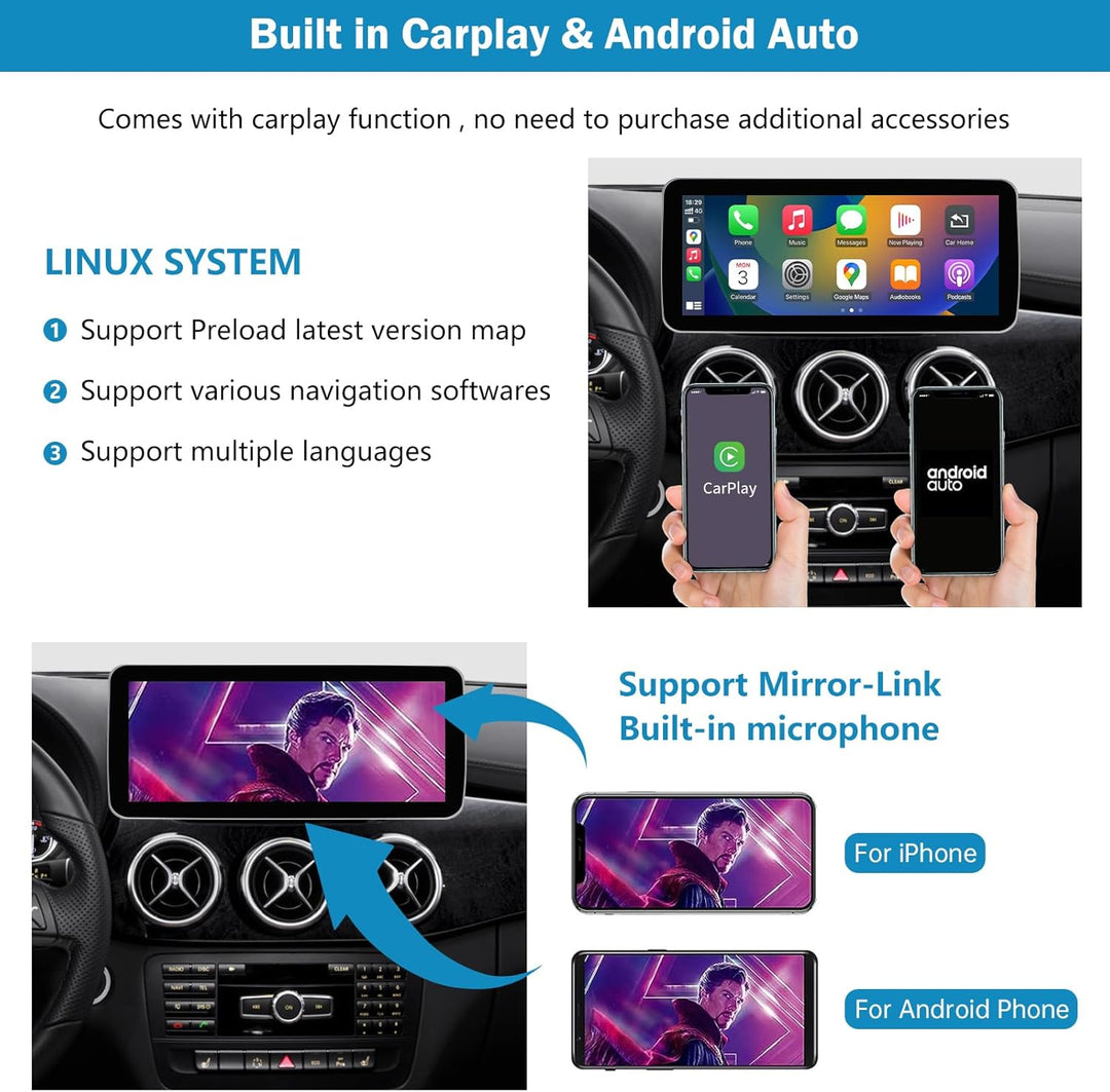 Ninetom Autoradio 12,3 Zoll Touchscreen für 2013-2015 Mercedes Benz A/B-Klasse GLA CLA W176 W246 C11