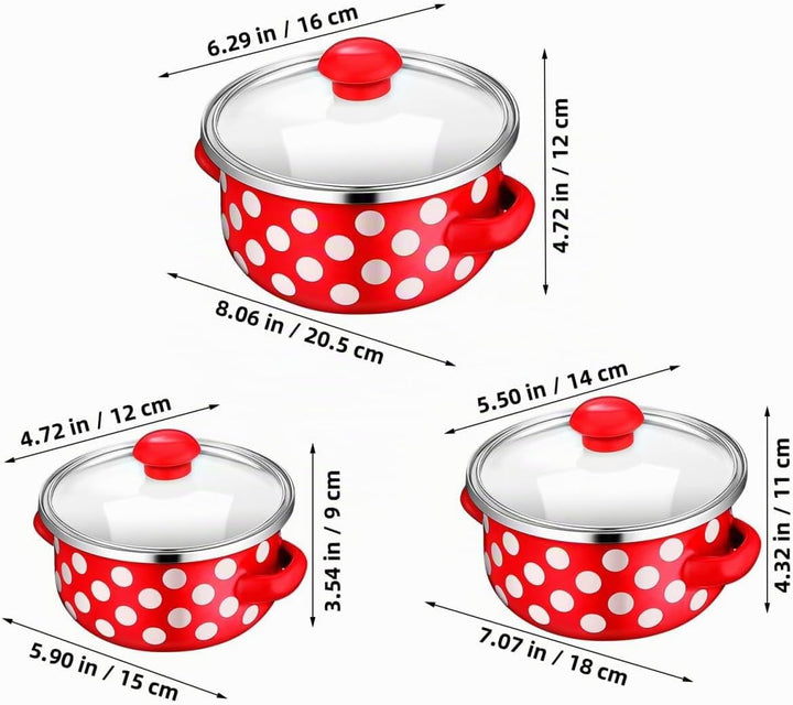 VINTORKY Emaille Mini Suppentopf Set Mit Deckel Und Griff Kleine Suppentöpfe Für Zuhause Vielseitige