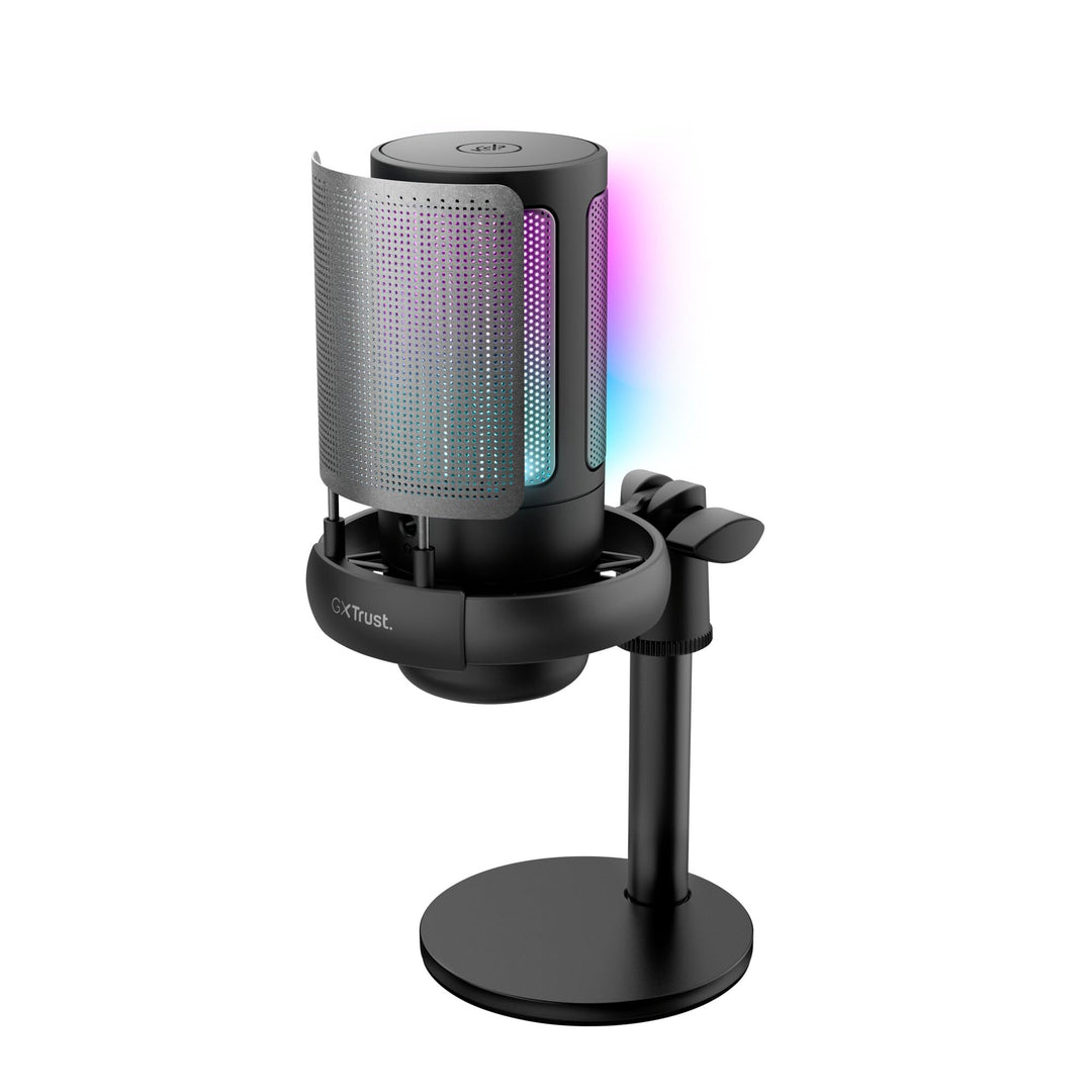 GXTrust Ruan USB Gaming Mikrofon mit RGB Beleuchtung, Schwarz | Nierencharakteristik, Pop-Filter, St