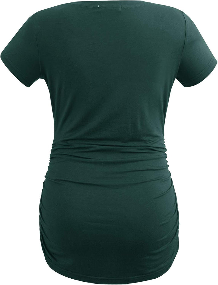 Smallshow Damen Umstandstop V Hals Schwangerschaft Seite Geraffte Umstandskleidung Tops T Shirt 3 Pa