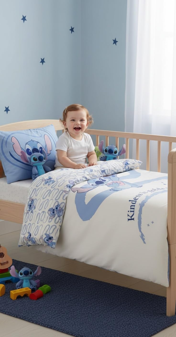 Lilo &amp; Stitch Bettwäsche-Set für Kinderbetten | Bettbezug 100x135 cm mit Kissenbezug 40x60 cm, 100%
