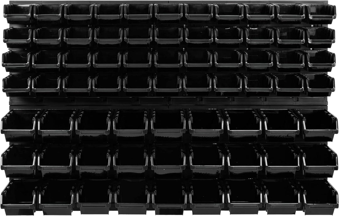 Lagersystem Werkstattregal | 115 x 78 cm | 71 stck. Box | Wandregal mit Stapelboxen - Wandplatten Ex