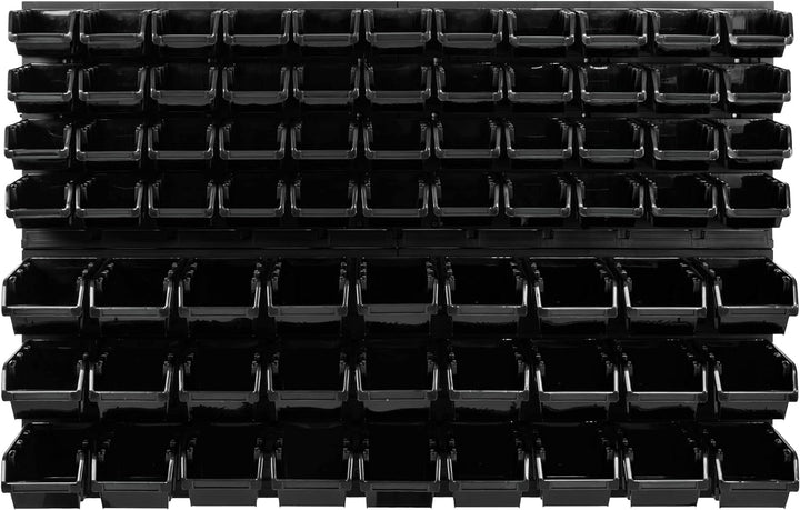 Lagersystem Werkstattregal | 115 x 78 cm | 71 stck. Box | Wandregal mit Stapelboxen - Wandplatten Ex