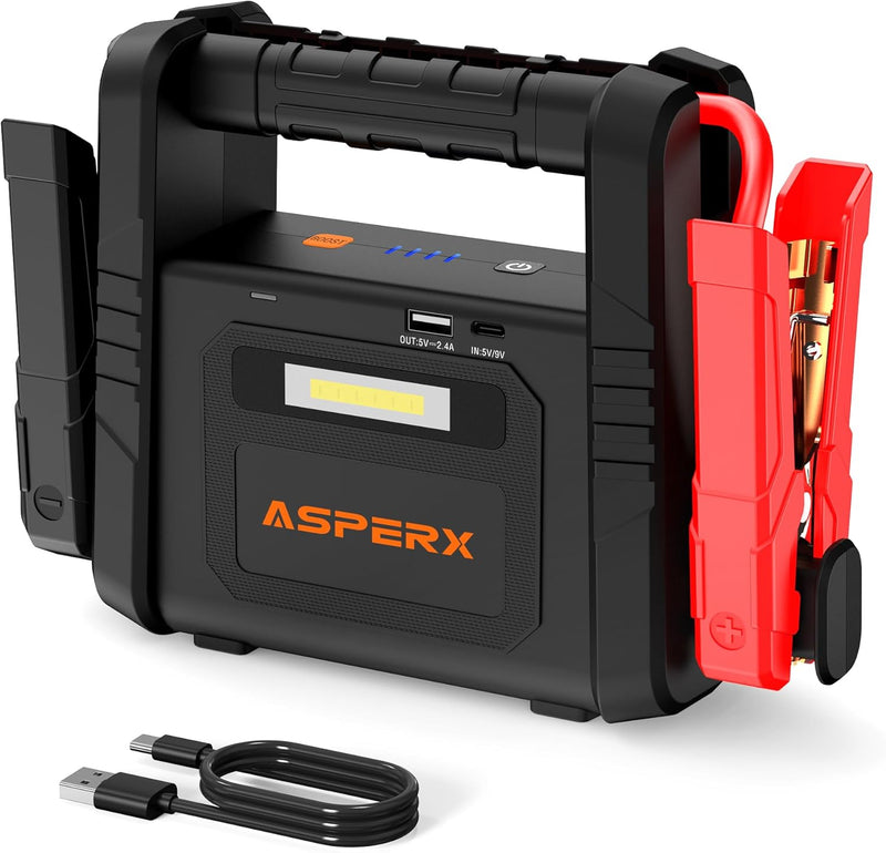 ASPERX 6000A Starthilfe Powerbank - Tragbare Auto Starthilfe für 12V Fahrzeuge (bis zu Alle Benzin o